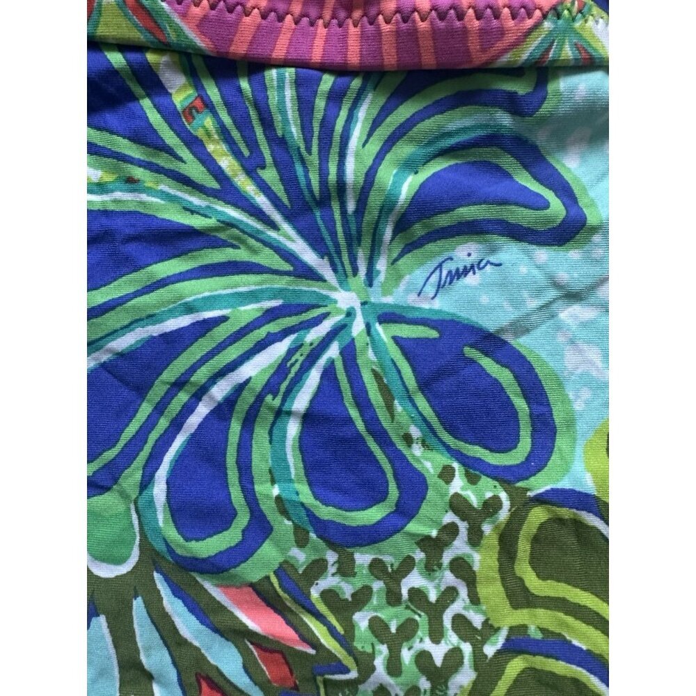 Trina Turk Zanzibar Multi Color Pattern Tankini Top Swimsuit Size 8 Bright - Picture 4 of 9